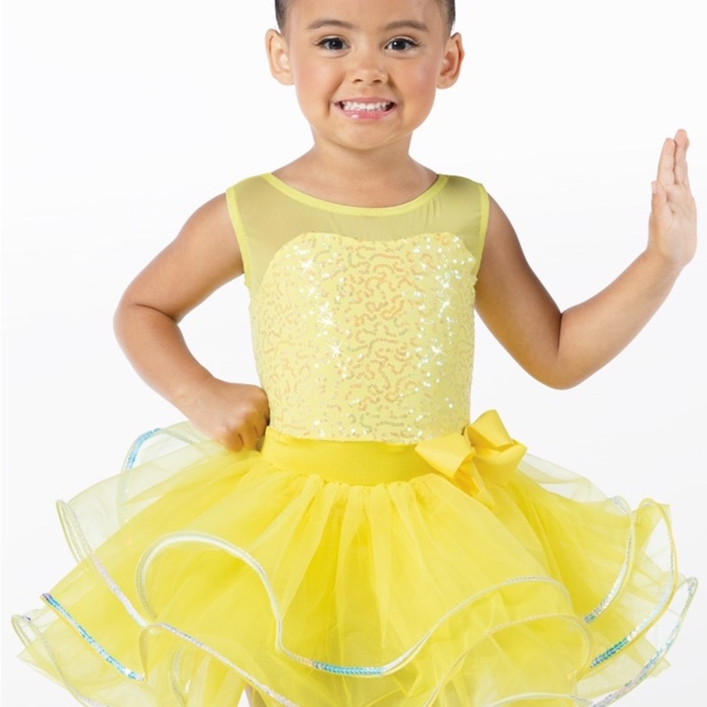 Weissman Showtime wiggle wiggle wiggle dance dress. Style 13602, LEMON